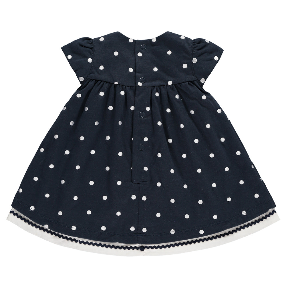 Emile et Rose Baby Girl Navy Spot Dress | Dresses | Bon Bon Tresor