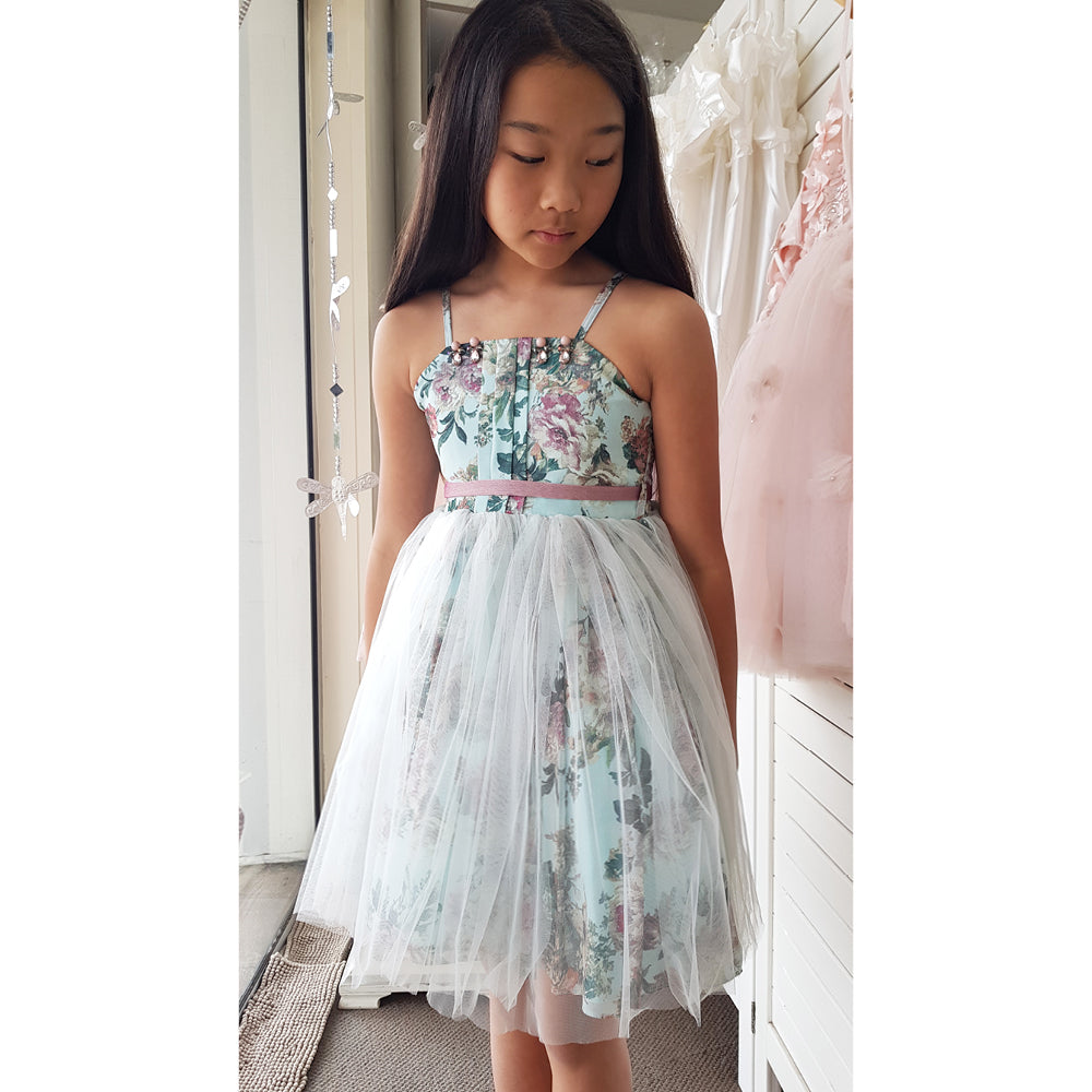 Beggi Blue Vintage Rose Party Dress | Party Dresses | Bon Bon Tresor