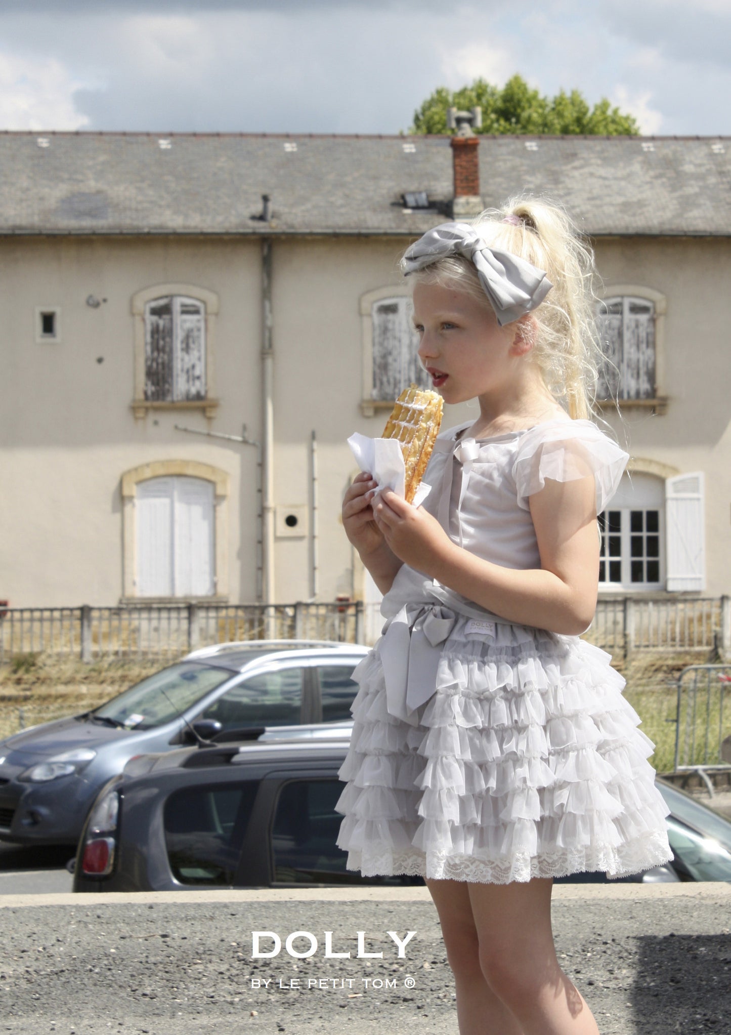 Dolly Le Petit Tom Silver Grey Ruffled Chiffon Skirt | Dresses & Skirts | Bon Bon Tresor