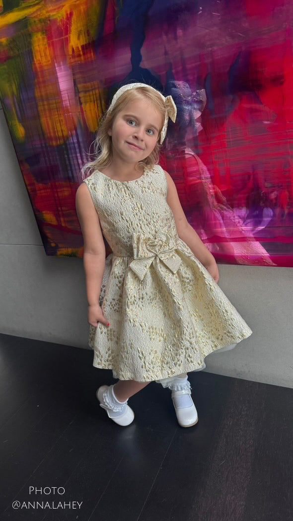 Mimi Miya Milana Gold Brocade Dress | Party Dresses | Bon Bon Tresor