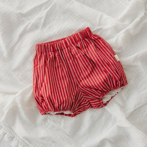 Child Of Mine Pure Linen Bloomers - Red Stripe | Rompers & Playsuits | Bon Bon Tresor