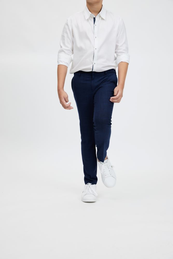 Marc Christian Kids James Pant - Blue Check | Suits & Sets | Bon Bon Tresor