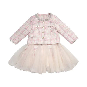 Mimi Miya Coco Girl's Tweed with Pearls Dress Set