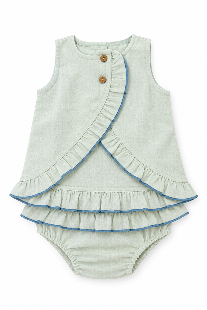 Yo Baby Pastel Blue Top and Bloomer Set