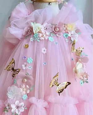 Mimi Miya Seraphina Butterfly Wing Tulle Dress - Pink