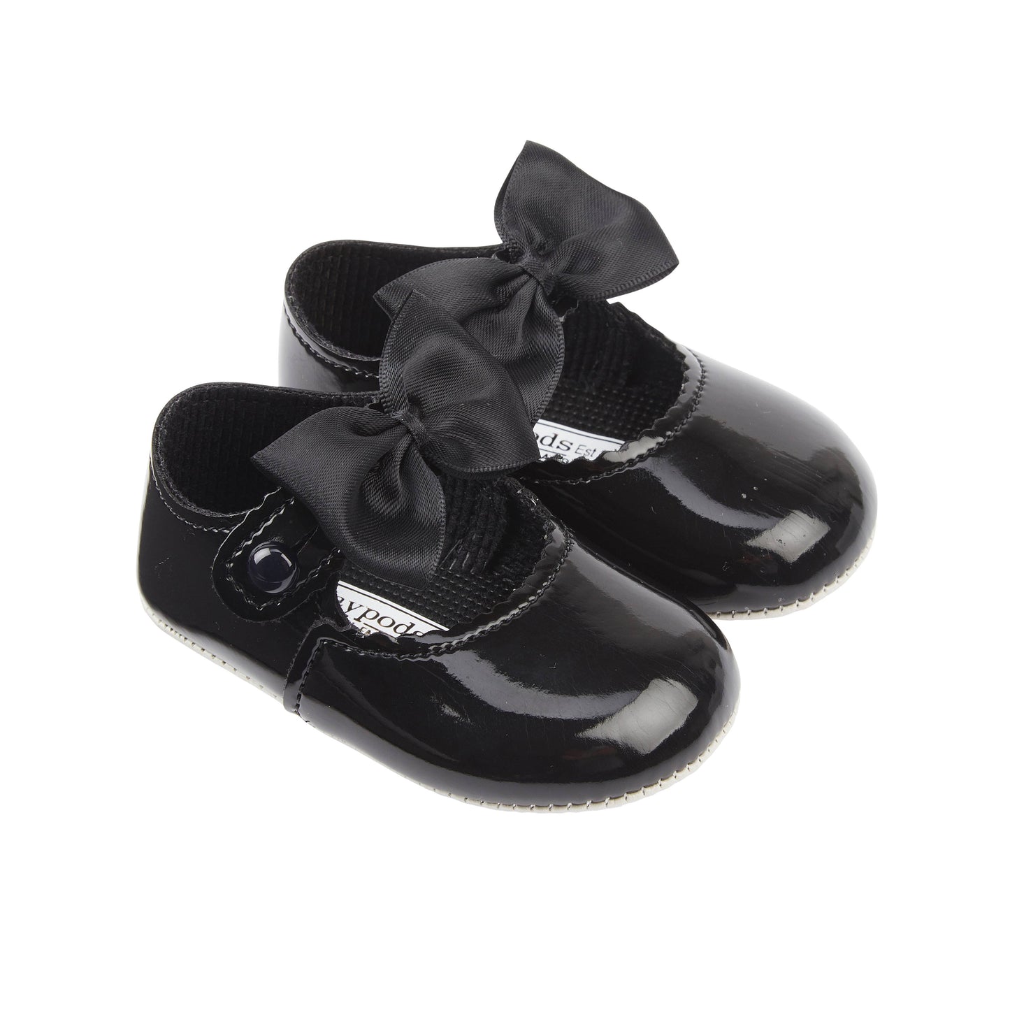 Baypods Soft Sole Baby Shoes with Matching Bow - Dusty Pink | Dress Shoes | Bon Bon Tresor
