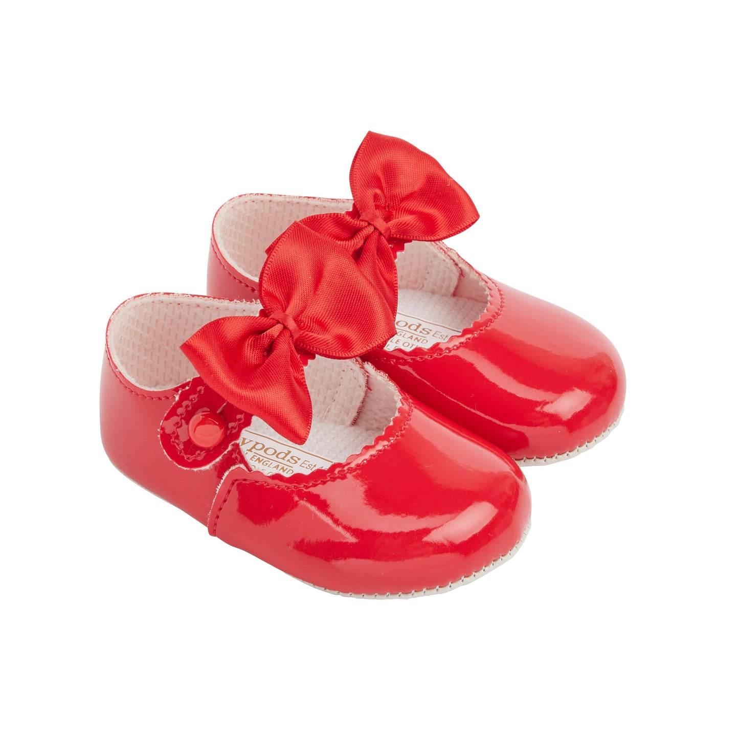 Baypods Soft Sole Baby Shoes with Matching Bow - Dusty Pink | Dress Shoes | Bon Bon Tresor