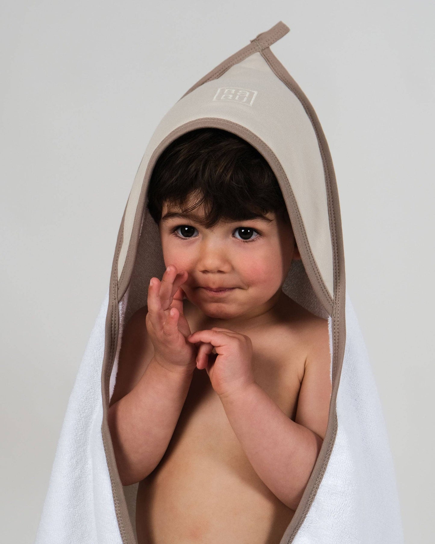 Babu Terry Hooded Baby Towel - Petal with Rose Trim