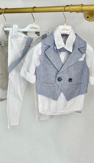Dolce Bambini - 3 Piece Blue/White Suit | Suits & Sets | Bon Bon Tresor