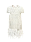 Mimi Miya Anja Girl's Christening Pearl Dress with Feathers | Dresses | Bon Bon Tresor