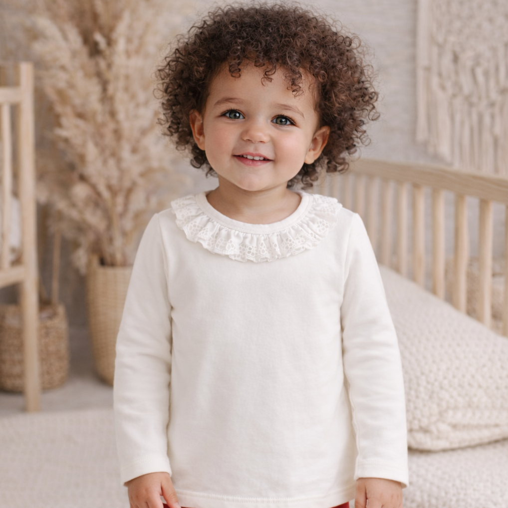 Aster and Oak Coconut Ruffle Top