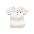 Aster and Oak Stripe Rib Henley Top - Oatmeal | Tops | Bon Bon Tresor