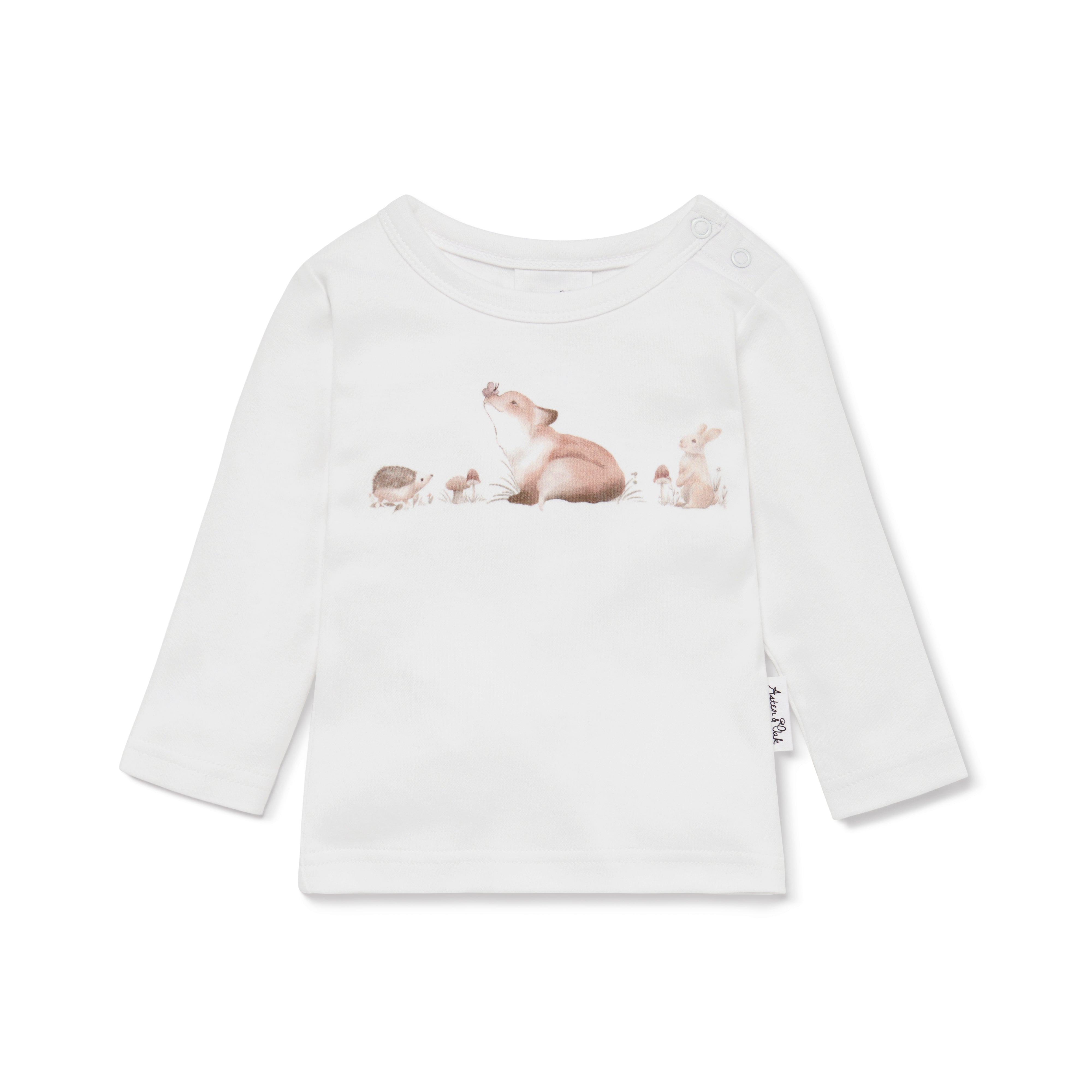 Aster and Oak Fox Friends Print Long Sleeve Top | Tops & T-Shirts | Bon Bon Tresor
