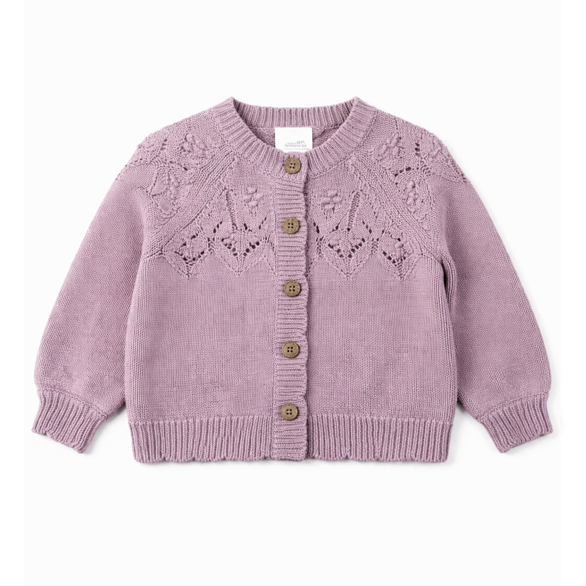 Aster and Oak Girls Pink Detailed Knit Cardigan