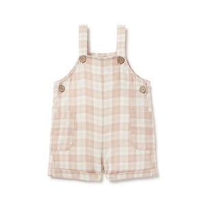 Aster and Oak Taupe Gingham Overalls | Rompers & Playsuits | Bon Bon Tresor