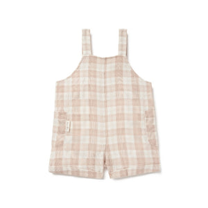 Aster and Oak Taupe Gingham Overalls | Rompers & Playsuits | Bon Bon Tresor