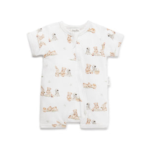 Aster and Oak Teddy Picnic Zip Romper | Rompers & Playsuits | Bon Bon Tresor