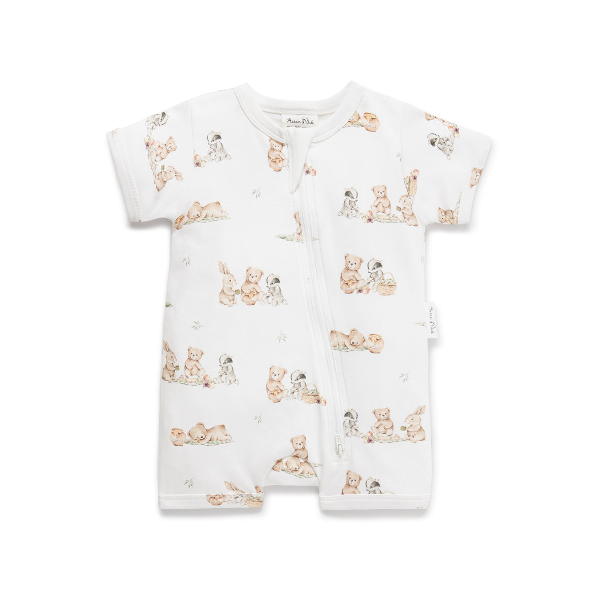 Aster and Oak Teddy Picnic Zip Romper | Rompers & Playsuits | Bon Bon Tresor