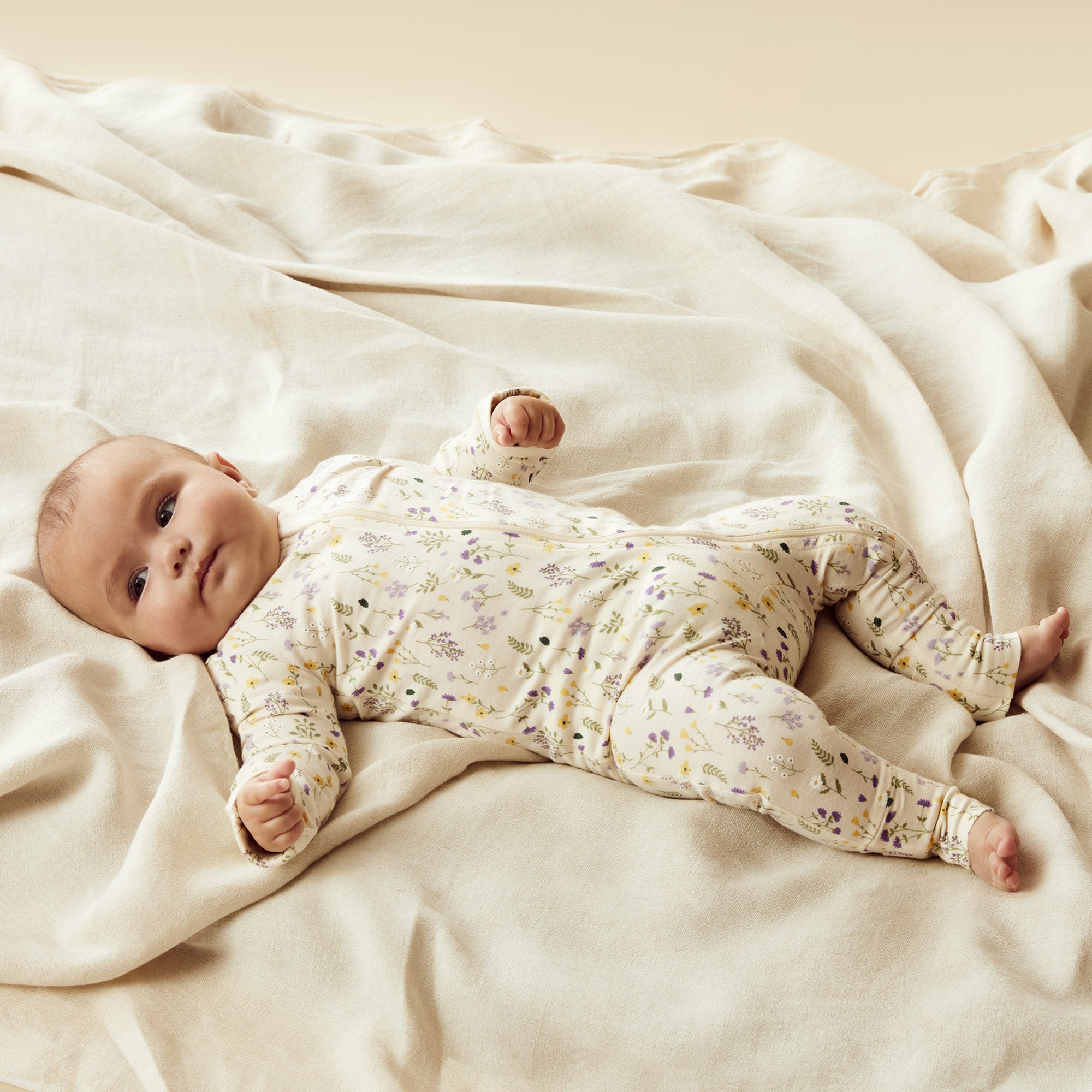 Wilson and Frenchy Organic Zipsuit with Feet - Bella Floral | Rompers & Playsuits | Bon Bon Tresor