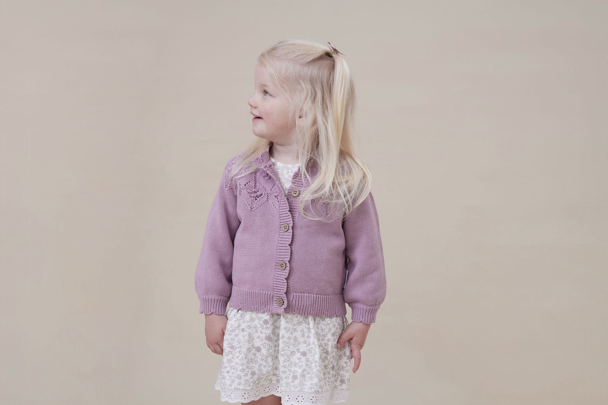 Aster and Oak Girls Pink Detailed Knit Cardigan | Sweaters & Knitwear | Bon Bon Tresor