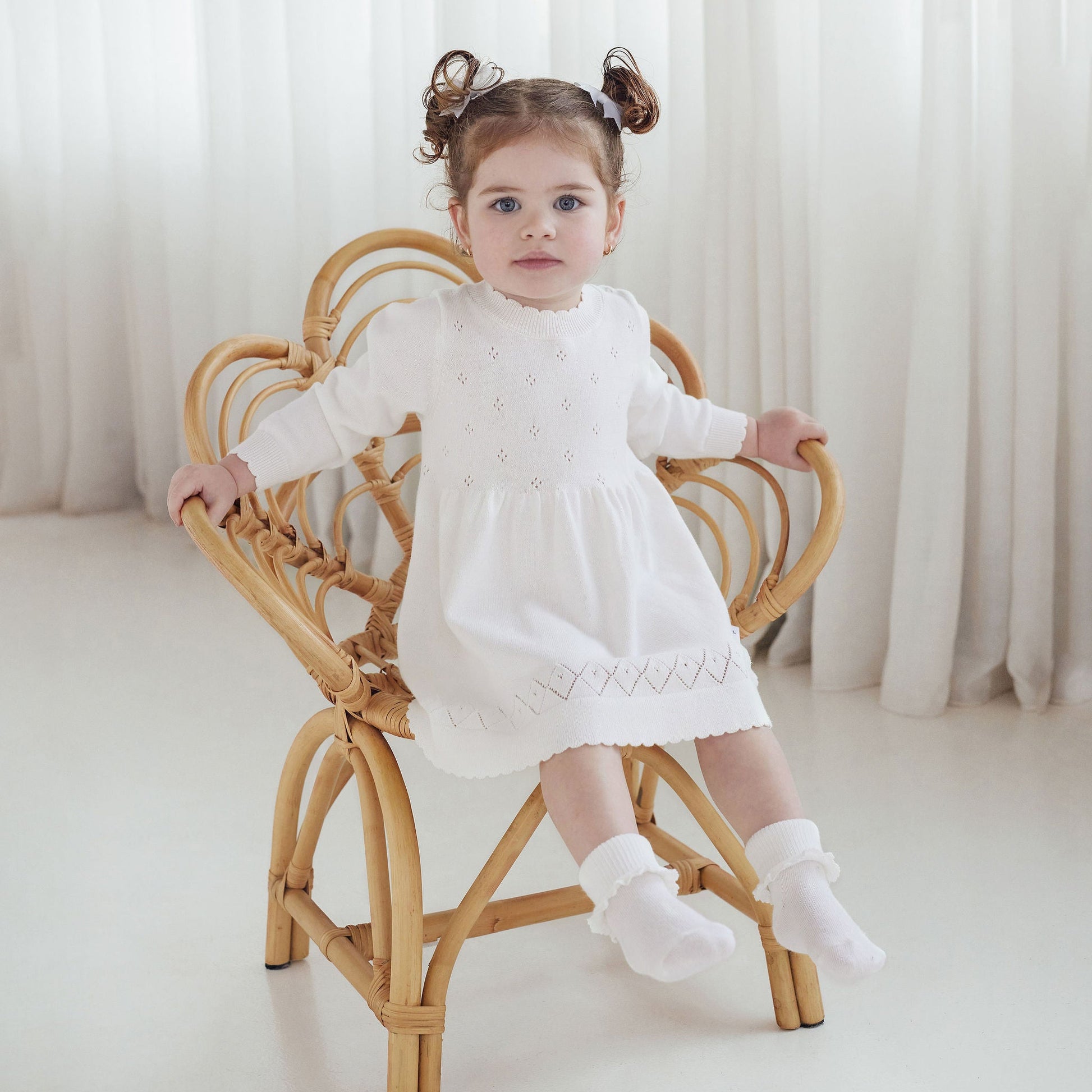 Aster and Oak Ivory Pointelle Knit Dress | Dresses & Skirts | Bon Bon Tresor