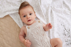 Aster and Oak Oatmeal Cable Knit Romper | Rompers & Playsuits | Bon Bon Tresor