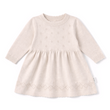 Aster and Oak Baby Girls Oatmeal Pointelle Knit Dress | Dresses | Bon Bon Tresor