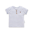 Aster and Oak Baby Boys Blue Stripe Rib Henley Top | Tops | Bon Bon Tresor