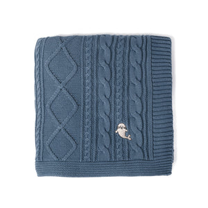Aster and Oak Bluestone Cable Knit Blanket | Blankets | Bon Bon Tresor