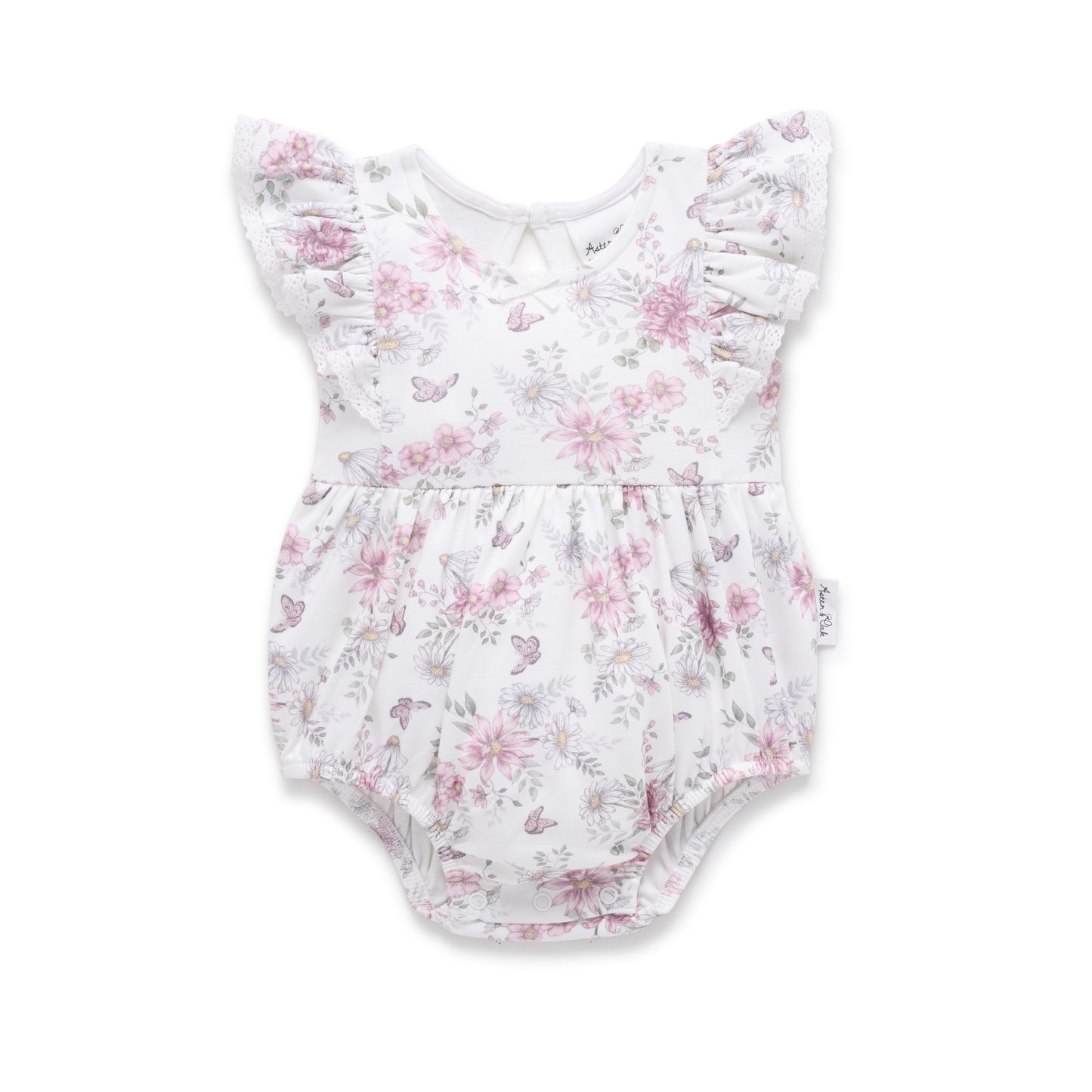 Aster and Oak Baby girls Daisy Floral Bubble Romper | Rompers & Playsuits | Bon Bon Tresor