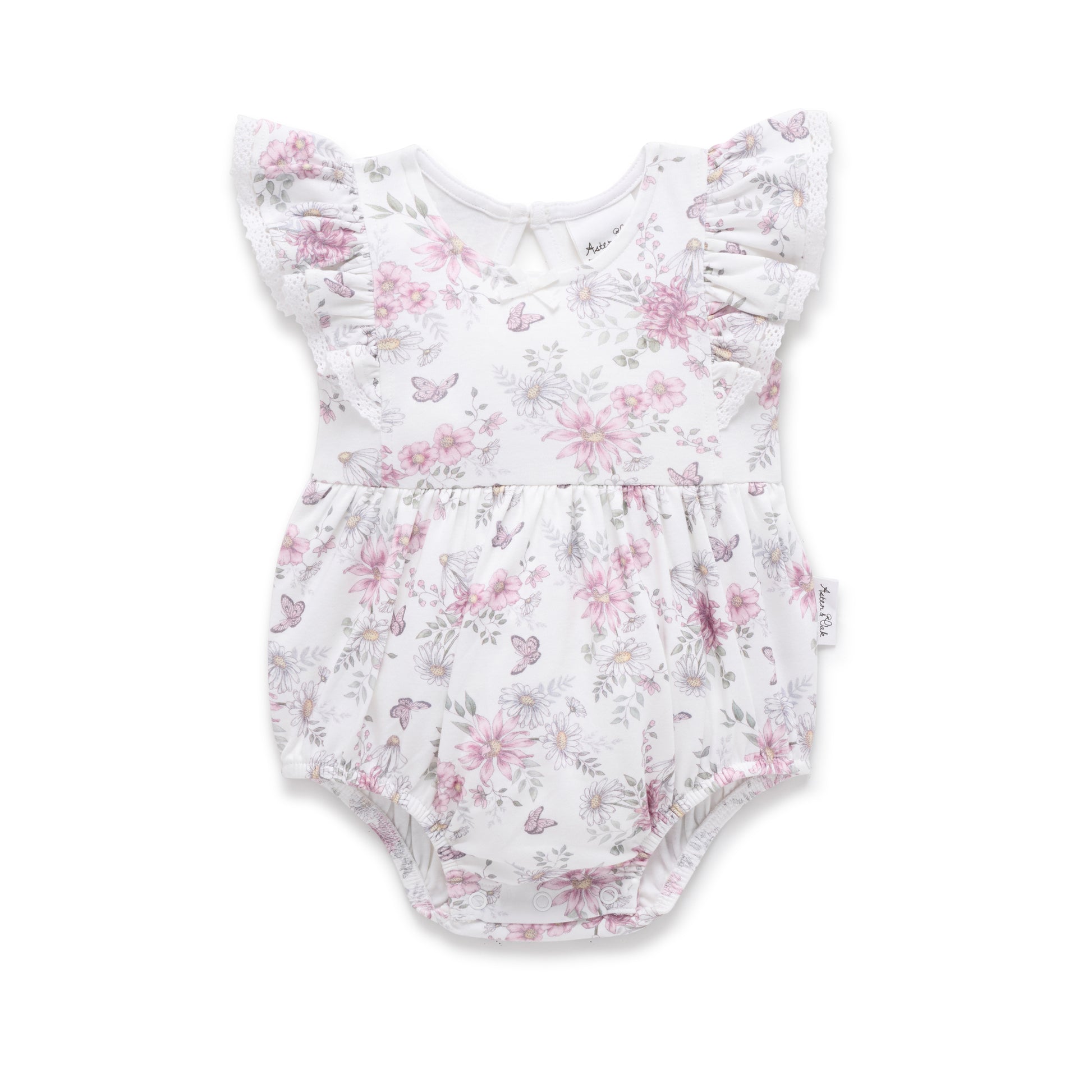 Aster and Oak Baby girls Daisy Floral Bubble Romper | Rompers & Playsuits | Bon Bon Tresor