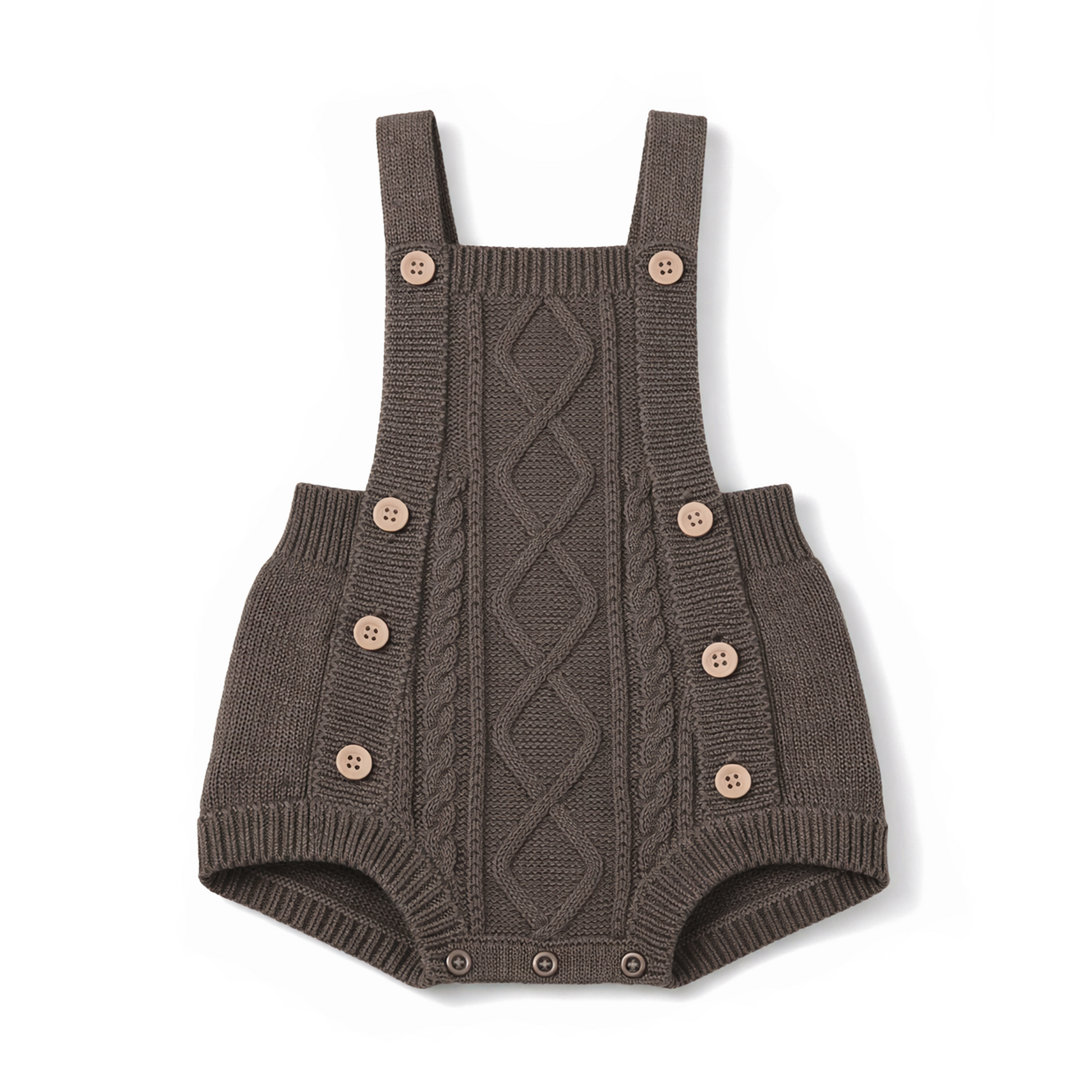 Aster and Oak Espresso Cable Knit Romper | Rompers & Playsuits | Bon Bon Tresor
