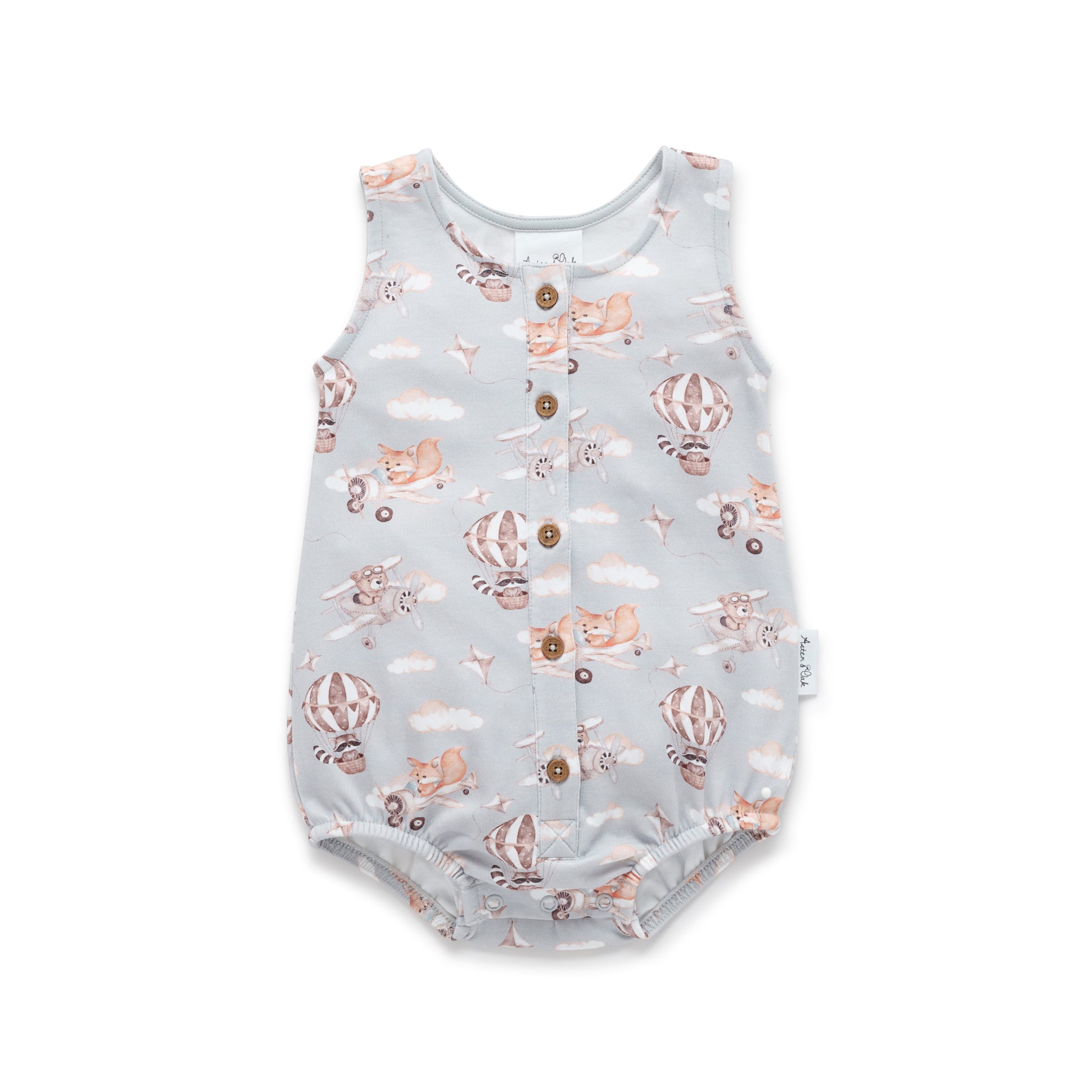 Aster and Oak Baby Boys Flying Friends Bubble Romper | Rompers & Playsuits | Bon Bon Tresor