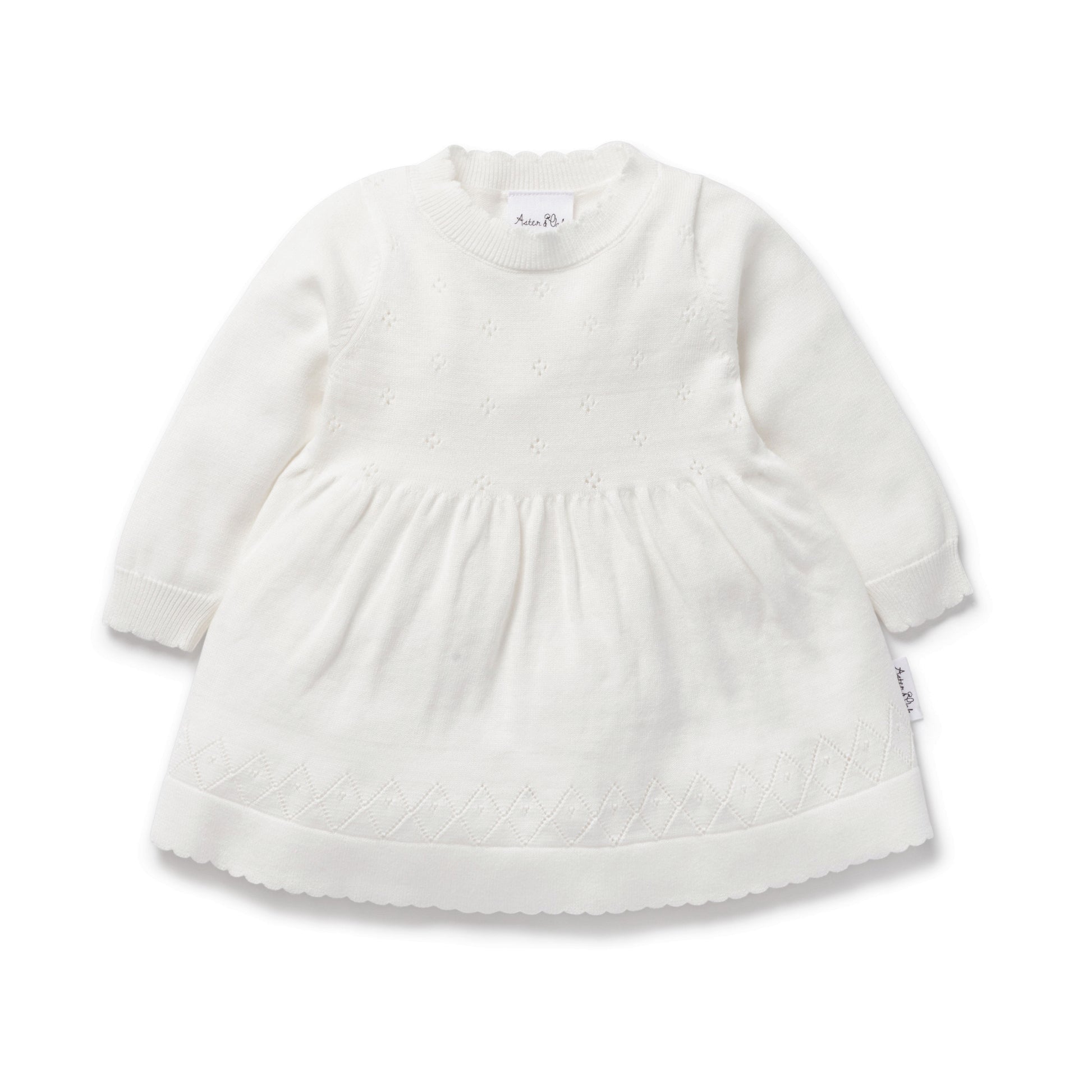 Aster and Oak Ivory Pointelle Knit Dress | Dresses & Skirts | Bon Bon Tresor