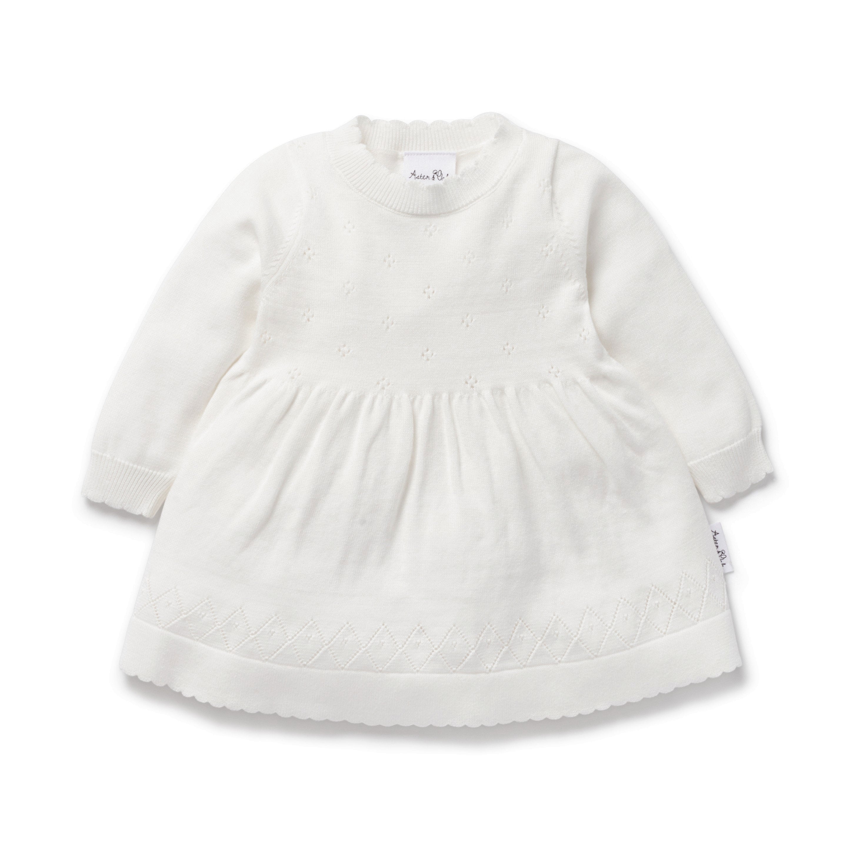 Aster and Oak Ivory Pointelle Knit Dress | Dresses & Skirts | Bon Bon Tresor