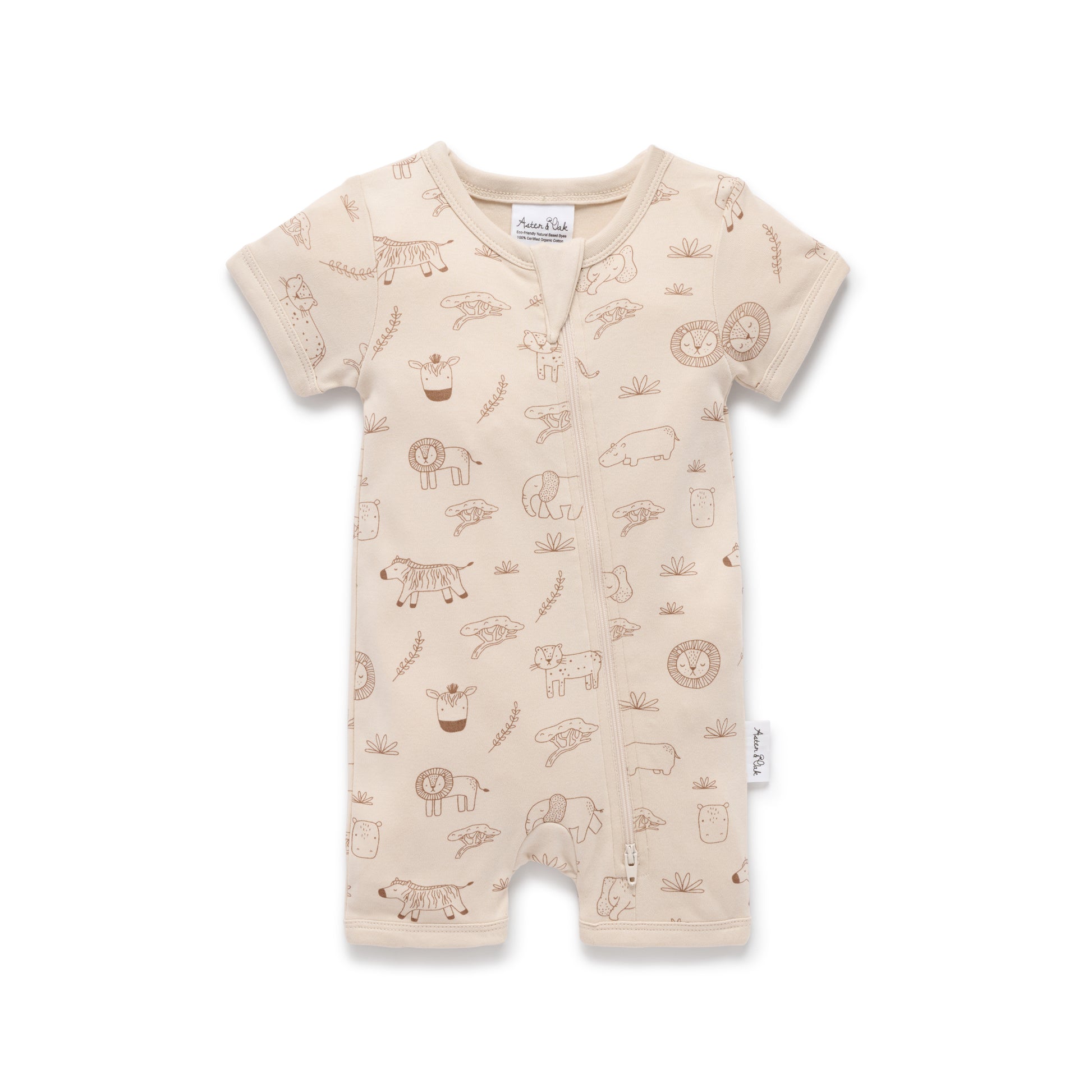 Aster and Oak Baby Boys Safari Adventure Zip Romper | Rompers & Playsuits | Bon Bon Tresor