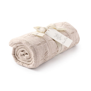 Aster and Oak Sand Fleck Knit Leaf Blanket | Blankets | Bon Bon Tresor