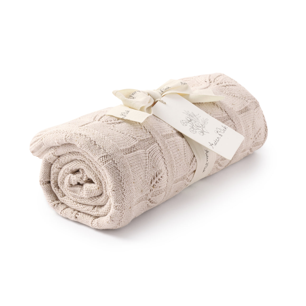 Aster and Oak Sand Fleck Knit Leaf Blanket | Blankets | Bon Bon Tresor