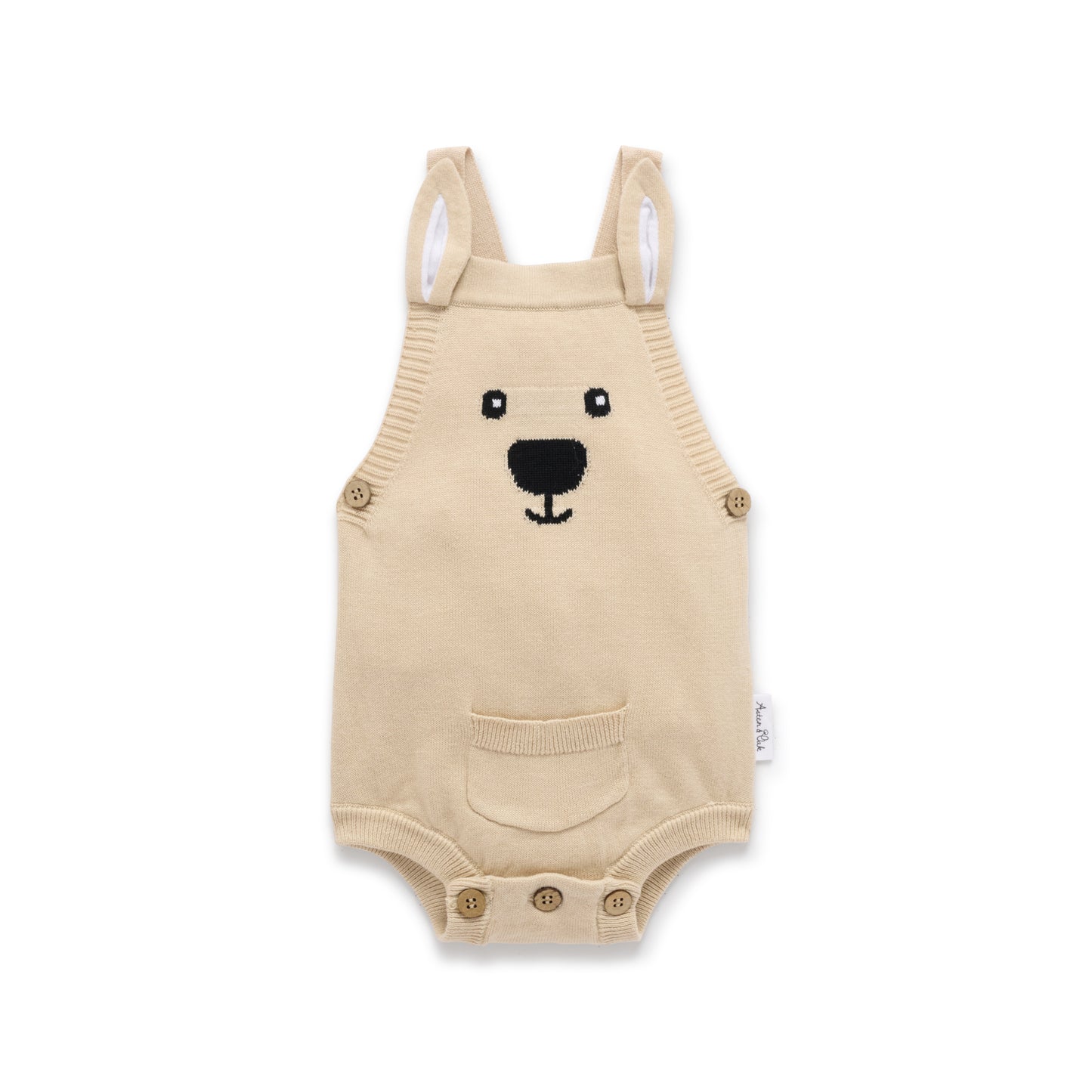 Aster and Oak Taupe Kangaroo Knit Romper | Rompers & Playsuits | Bon Bon Tresor