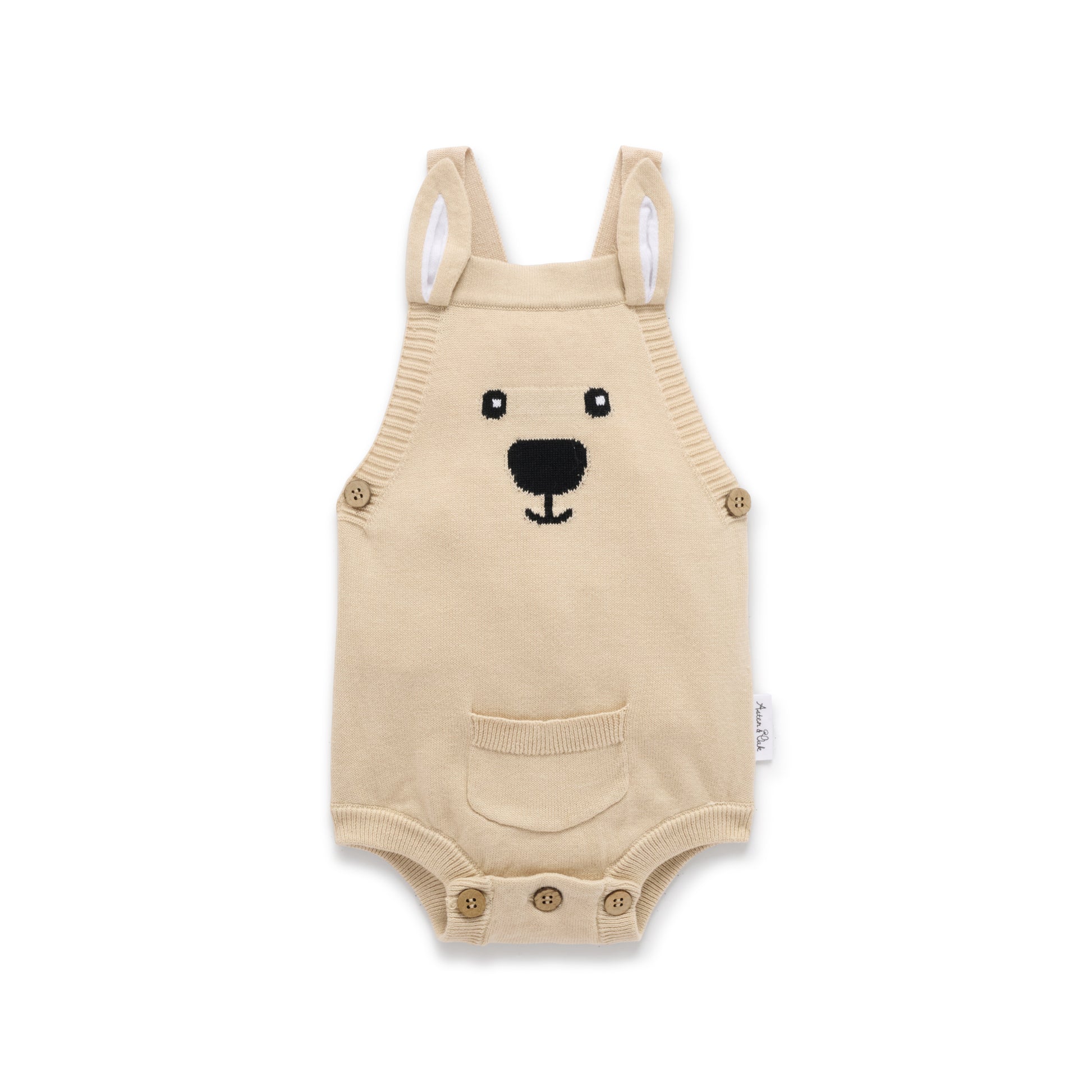 Aster and Oak Taupe Kangaroo Knit Romper | Rompers & Playsuits | Bon Bon Tresor