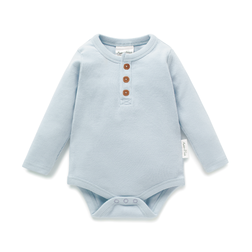Aster and Oak Winter Sky Rib Onesie | Rompers & Playsuits | Bon Bon Tresor