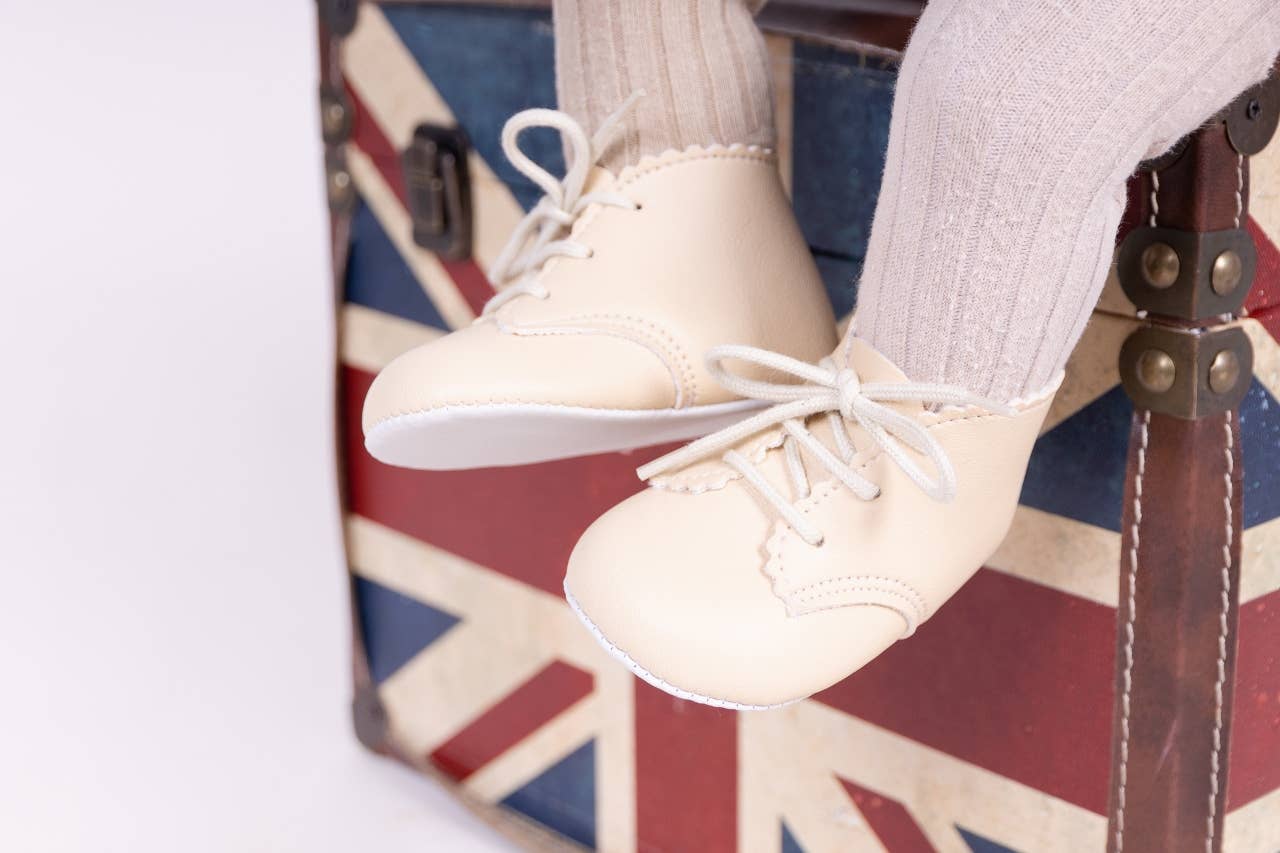 Baypods Soft Sole Lace Up Bootee - Cream | Dress Shoes | Bon Bon Tresor