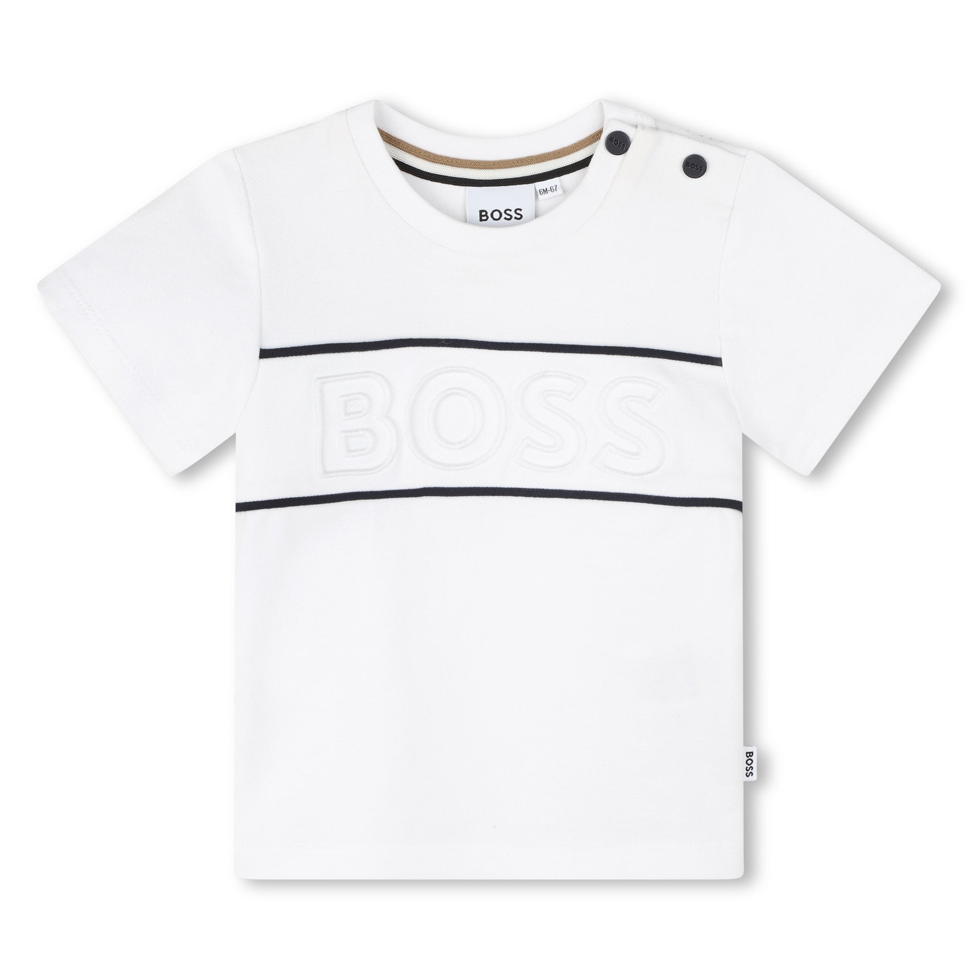 BOSS KIDSWEAR Baby Boys White Short Sleeve Tee Shirt | Tops | Bon Bon Tresor