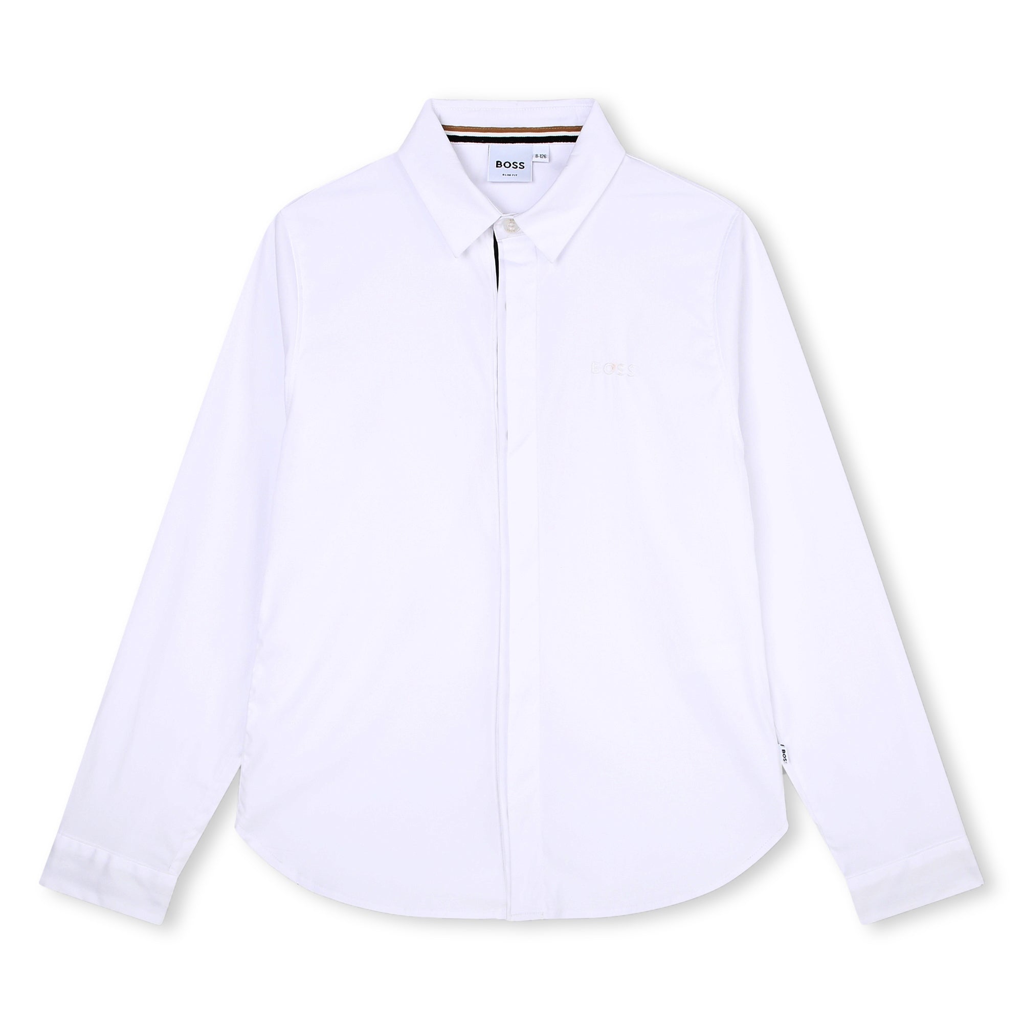 BOSS KIDSWEAR White Oxford Long Sleeve Shirt - Signature Stripe | Suits & Sets | Bon Bon Tresor