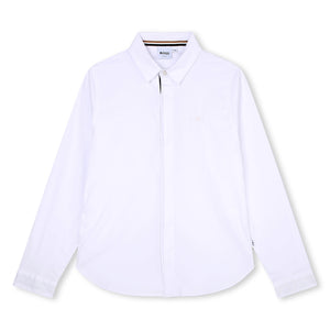 BOSS KIDSWEAR White Oxford Long Sleeve Shirt - Signature Stripe | Suits & Sets | Bon Bon Tresor