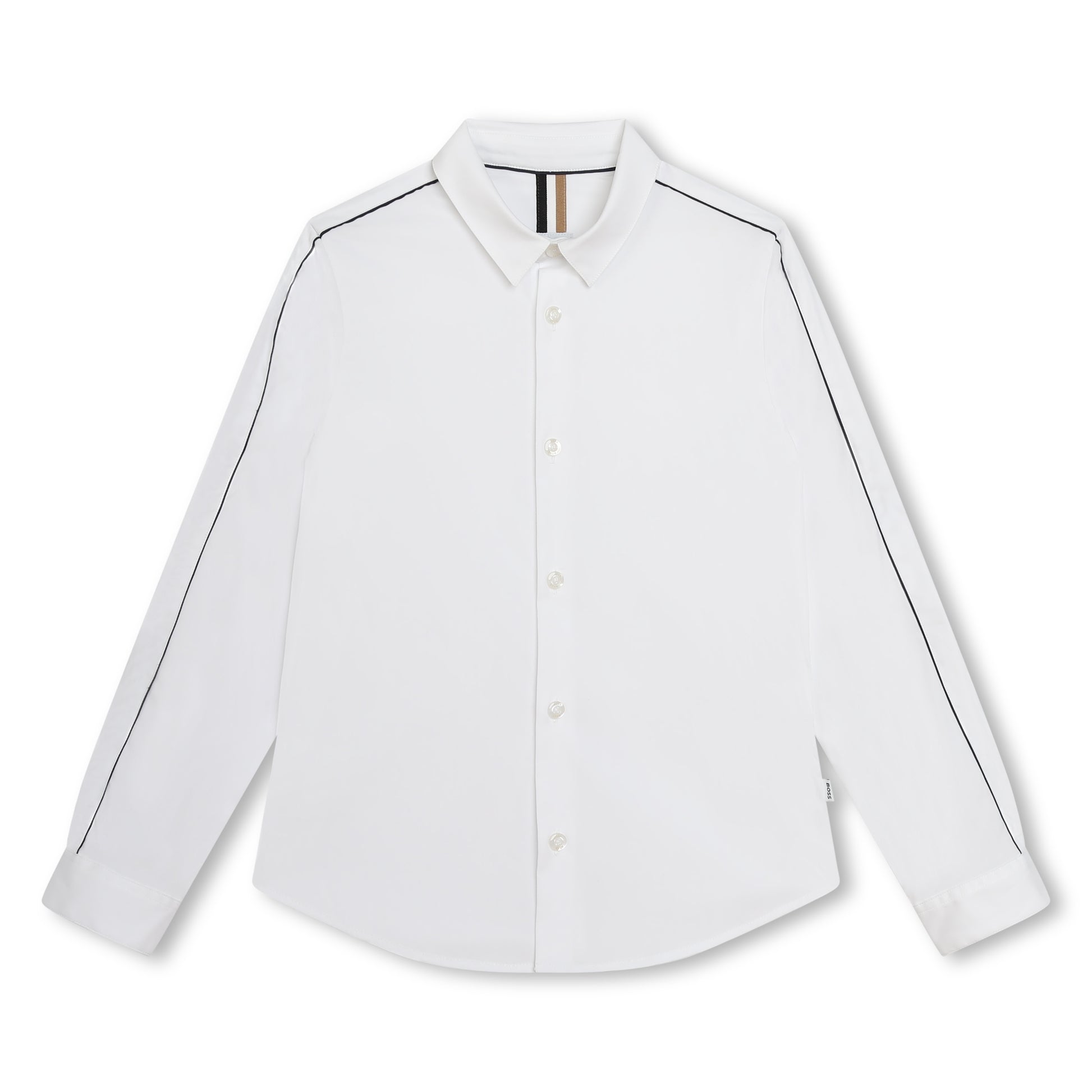 BOSS KIDSWEAR Boys White Oxford Long Sleeve Shirt - Navy Piping | Suits & Sets | Bon Bon Tresor