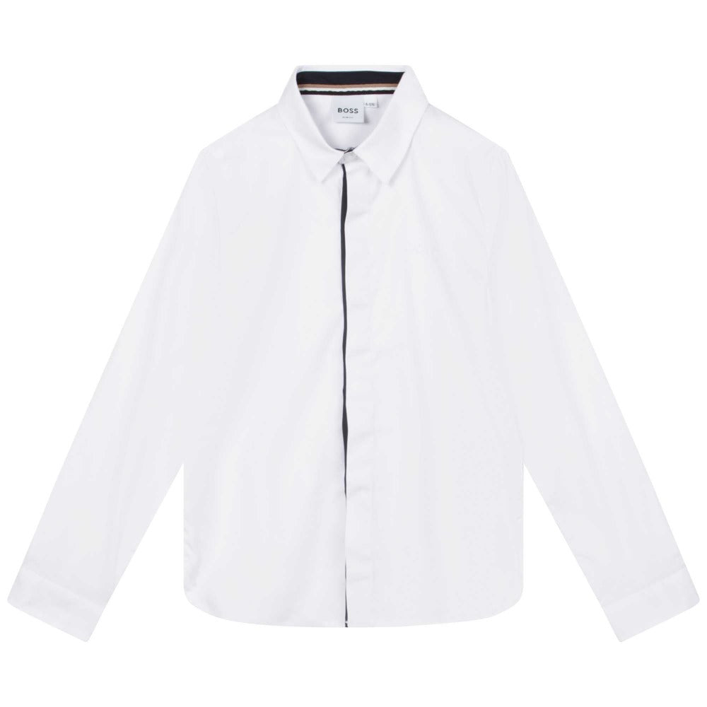 BOSS KIDSWEAR Boys White Oxford Long Sleeve Shirt | Suits & Sets | Bon Bon Tresor