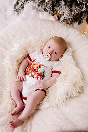 Confetti Kidz My First Christmas Bodysuit - Teddy | Rompers & Playsuits | Bon Bon Tresor