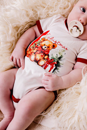 Confetti Kidz My First Christmas Bodysuit - Teddy | Rompers & Playsuits | Bon Bon Tresor