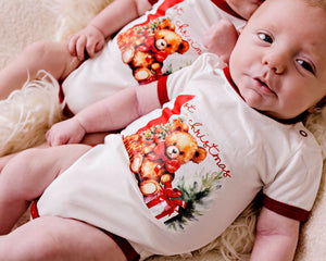 Confetti Kidz My First Christmas Bodysuit - Teddy | Rompers & Playsuits | Bon Bon Tresor